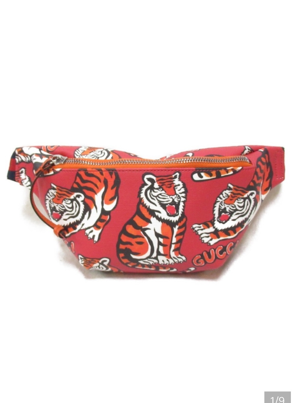 Gucci Tiger Print Red Waist Bag with Gold Zipper Authentic NWT